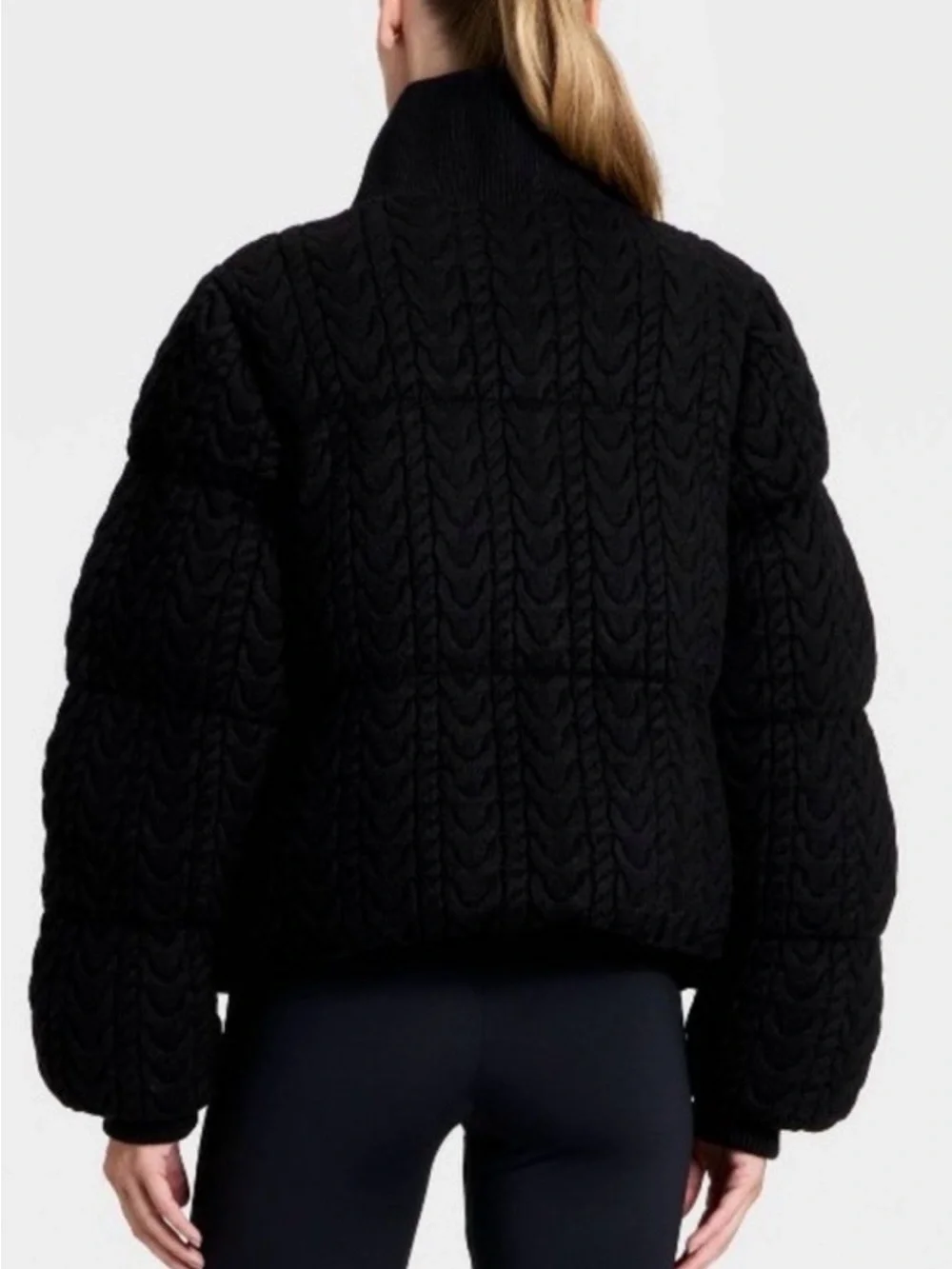 All in motion NWT L Black Quilted Cable-Knit Puffer WARMEST WINTER COAT